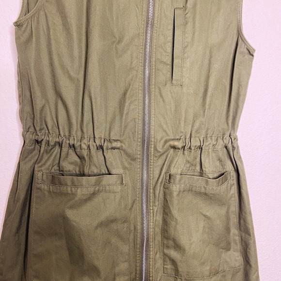 RO & DE Olive Utility Drawstring Waist Long Vest Sz XS - Picture 5 of 10